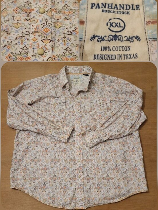 Panhandle Other - PANHANDLE Western Shirt Pearl Snap Longsleeve Size 2XL Multicolors Texas Design